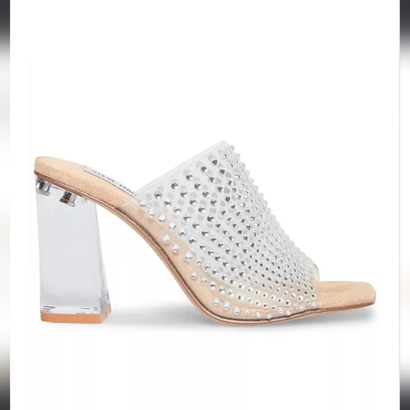 NEW Steve Madden Nicely Rhinestone Clear Heel Sandal | Size 5.5 - Picture 6 of 7